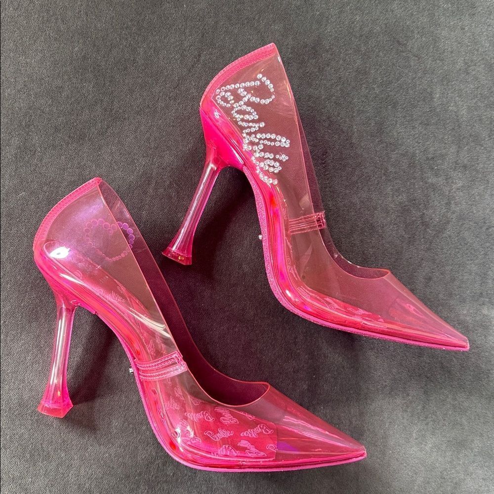 Barbie x ALDO Barbiestessy Collection Pink Translucent Pointed Toe Pumps 7.5 NEW - Picture 12 of 14